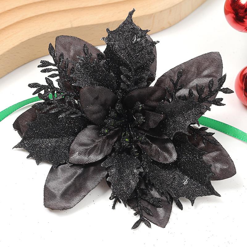 5/10Pcs Glitter Christmas Artificial Flowers Christmas Tree Hanging Pendant Ornaments for Xmas New Year Navidad Party Home Decor