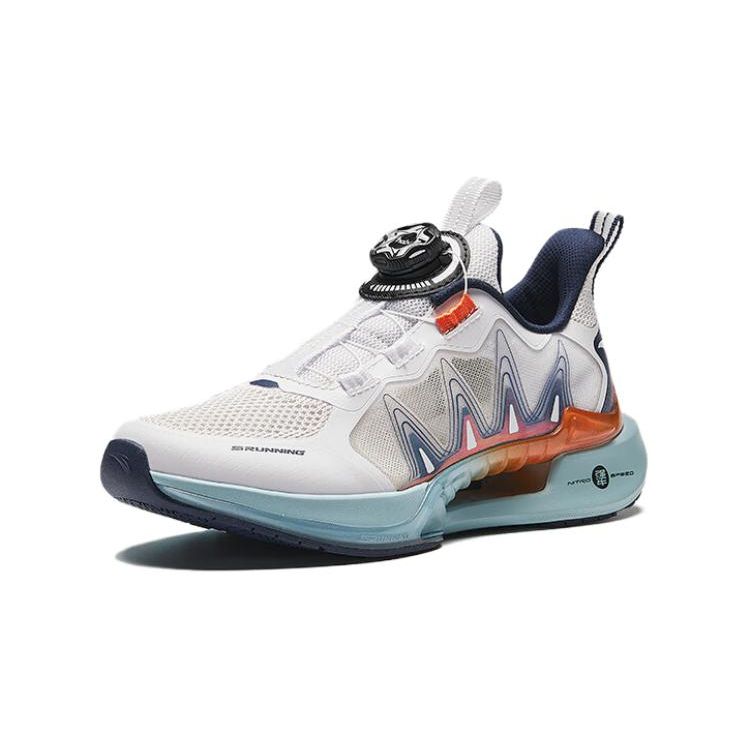 Anta Kids Wind Chaser 6.0 Shock Absorbing Wear Resistant Breathable Rebound Low Top Running Shoes Kids Running Shoes White Blue 312425517-7