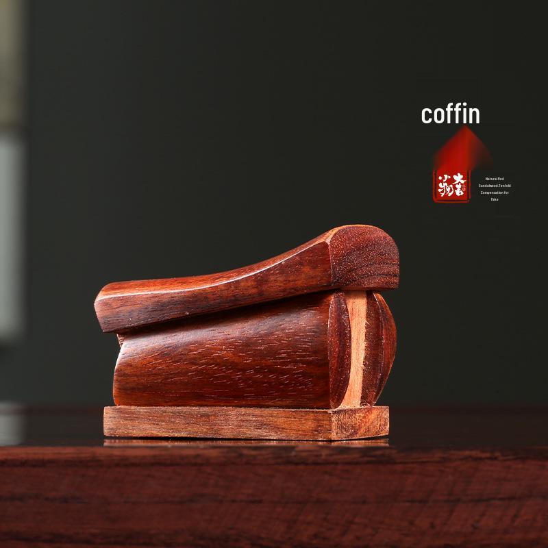 Purple Sandalwood Ebony Wood Carved Coffin Ornament for Home Decor