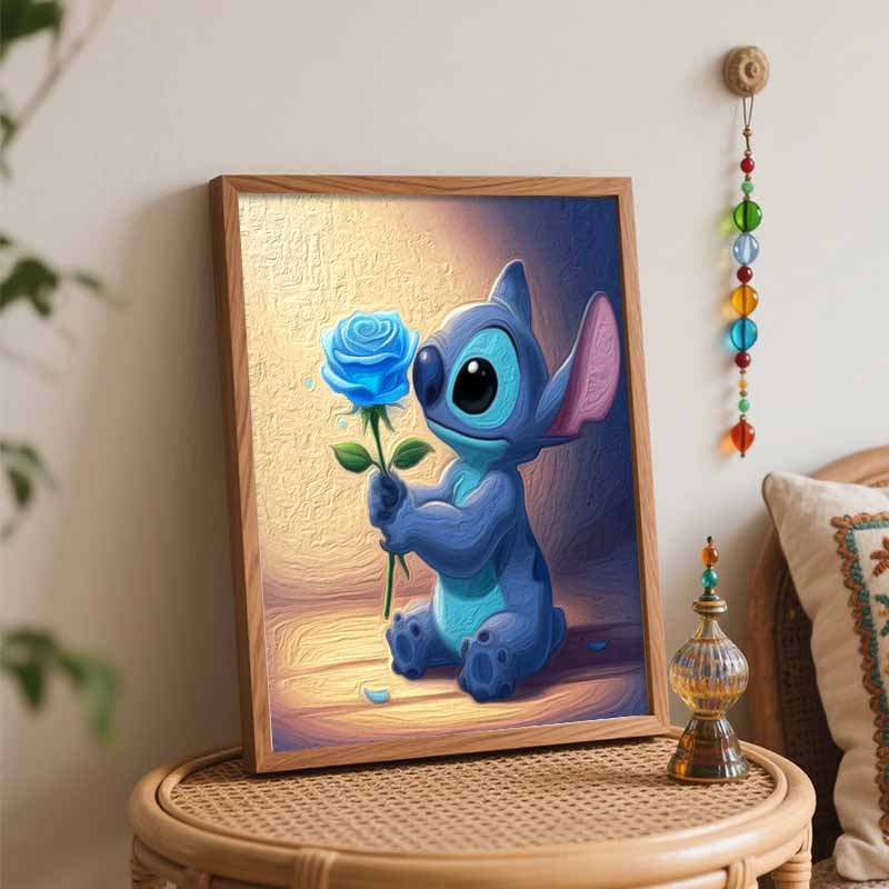Disney Stitch blue rose oil painting art painting kit handmade diy gift home decoration painting for adults paint by numbers canvas art sets
