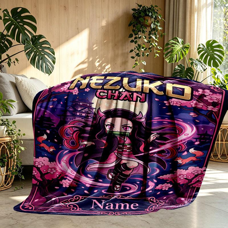 Individuelle Personalisierte Demon Slayer Druckdecke, Heimdekoration, Schlafzimmer, Sofa, Camping, Couch, Geschenke für Geburtstag Weihnachten