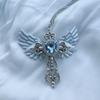 Elegant Gothic Y2k Cross Necklace With Olink Chain And Unique Angel Design Wing