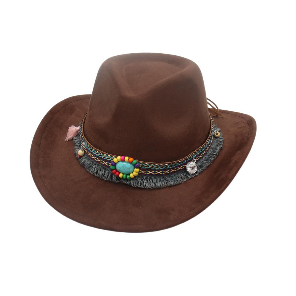 Ethnic Style Accessories Upturned Edge Felt Cowboy Hat Ethnic Style Suede Performance Dance Jazz Top Hat