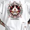 Vintage Japanese Oni Mask Double Print T Shirt Unisex Sakura Wave Art Oversized Streetwear Short Sleeve Summer Graphic Tee