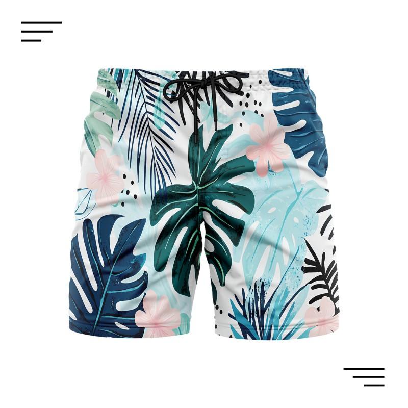 Mens Quick-Dry Swim Trunks With Digital Print Lightweight Beach Shorts Travel Outdoor Sports