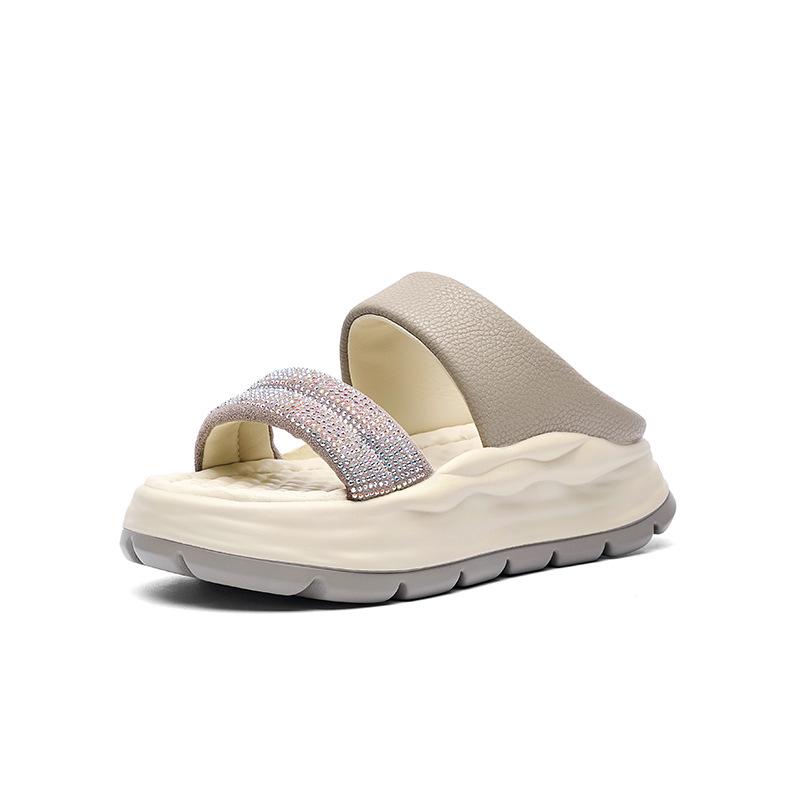 

One pedal 2025 summer outer wear new thick bottom heightening muffin bottom lazy casual Roman sandals 40 серый