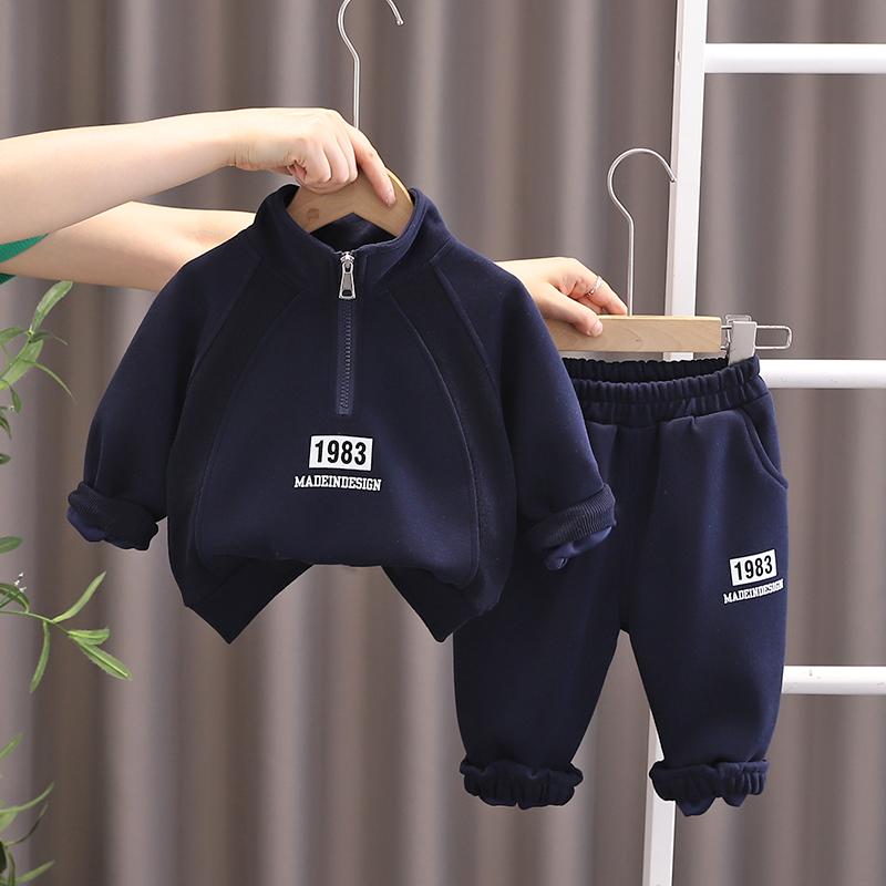 

Комплект из 2 предметов с длинным рукавом для мальчиков, осенний детский повседневный комплект с худи, удобная спортивная одежда для мальчиков-младенцев L темно-синий