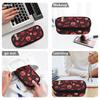 Pencil Bag Portable 300D Polyester Secure Zipper Closure with Main Compartment Mesh Pocket and Pen Slots for Classroom Use