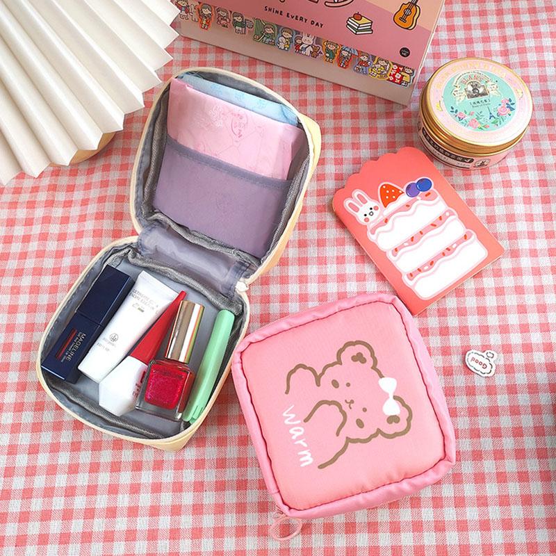 Portable Sanitary Pads Bag Mini Travel Makeup Pouch Waterproof Organizer For Women Girls Cosmetic Storage