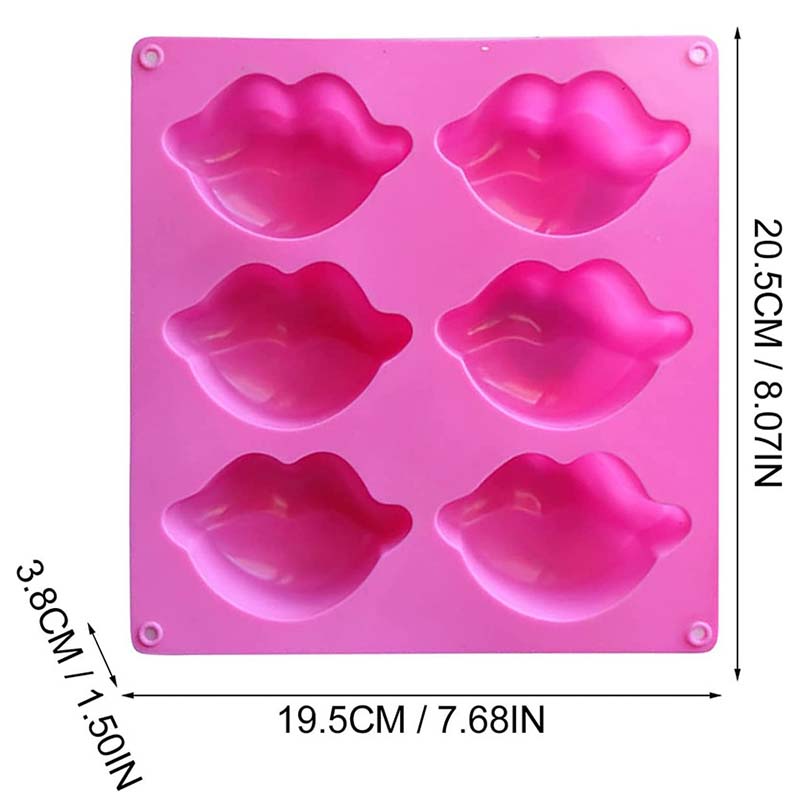 WTEMPO 3PCS 6 Cavities DIY Lip Shape Chocolate Fondant Mold 3D Three-dimensional Pudding Mousse Cake Baking Mold Creative Glue Crafts Mold