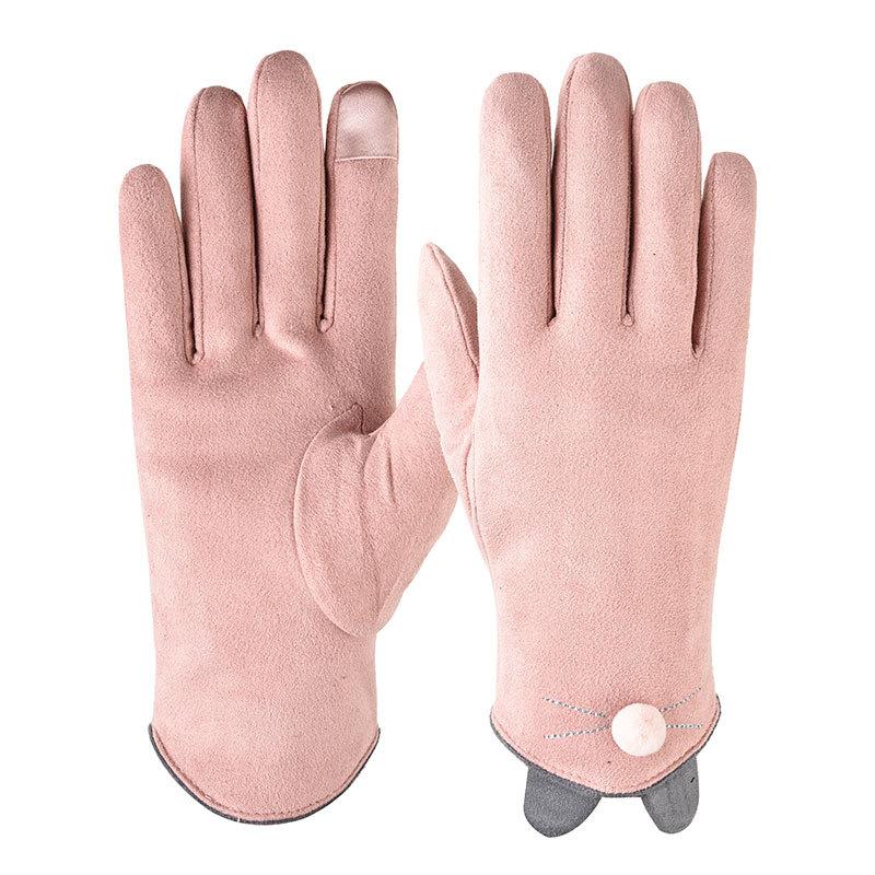 German velvet gloves for men and women to keep warm in autumn and winter, velvet outdoor riding touch screen Korean version simple hair mouth