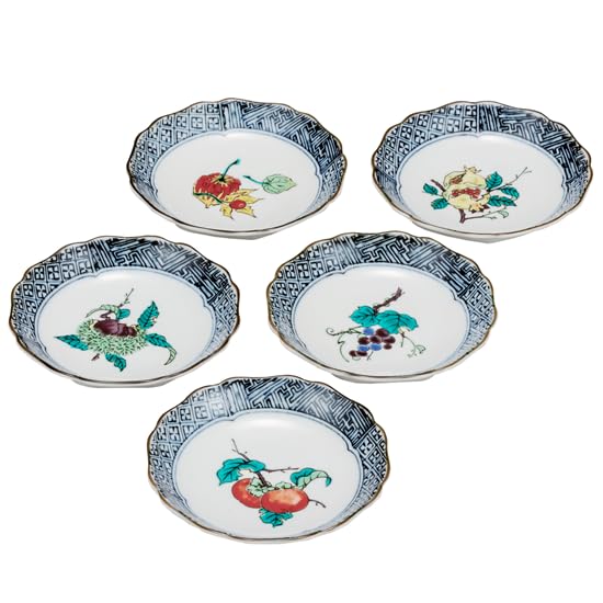 

Kutani ware Iwataya plate set Fruit picture change Kutani ware (4.2) K8-32
