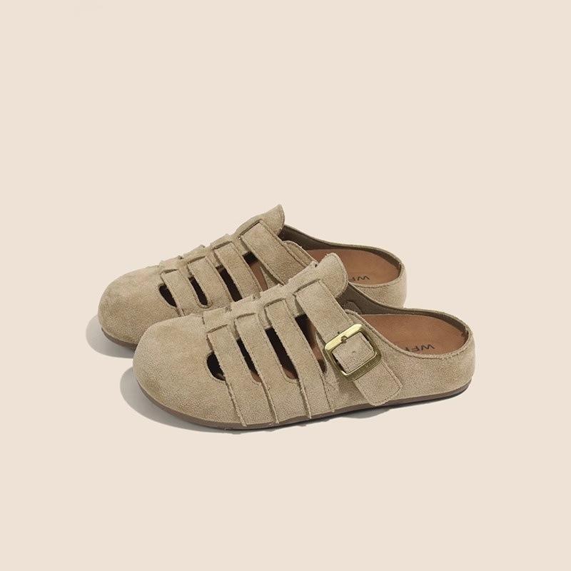 Versatile retro baotou half slippers women's outer wear summer new lazy hollow slippers platform sandals