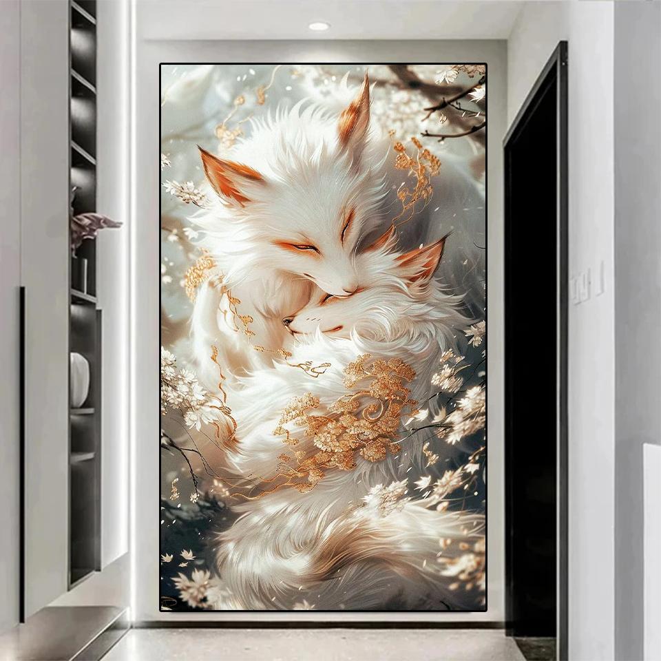5D DIY Diamond Painting Dream Sun Moon Elf Fox New Series 2024 Mosaic Full Square Round Diamond Embroidered Home Decoration