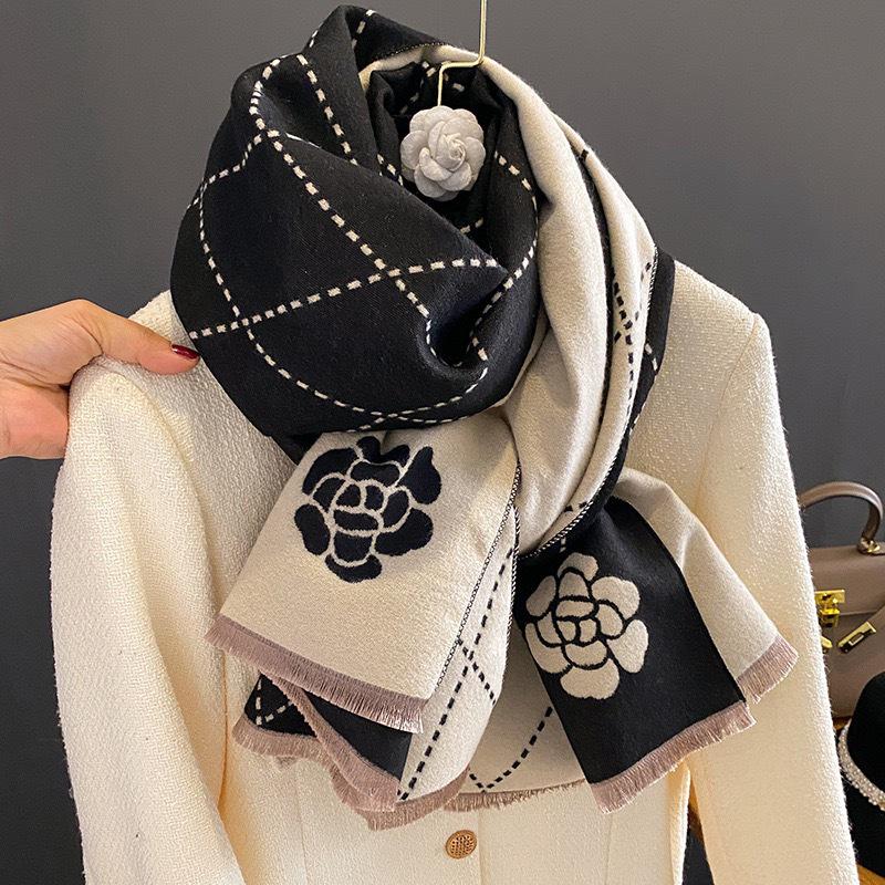 Women's Cashmere Blend Double-Sided Scarf - Autumn/Winter Warm Shawl, Versatile High-End Fashion