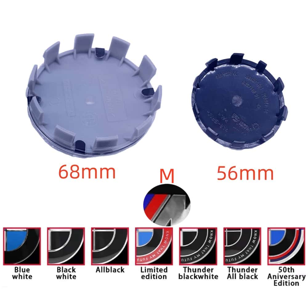

4pcs 56MM 68MM Car Wheel Hub Center Cover Auto Badge Accessory ForBMW Performance E90 E92 E60 E70 E71 F20 F21 F44 F36 F07 G30 56MM&Black White