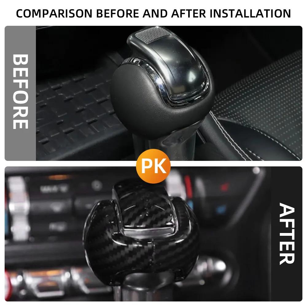Car Gear Shift Knob Cover Trim for Ford Mustang 2015 2016 2017 2018 2019 2020 2021 Auto Interior Sticker AT Accessoreis