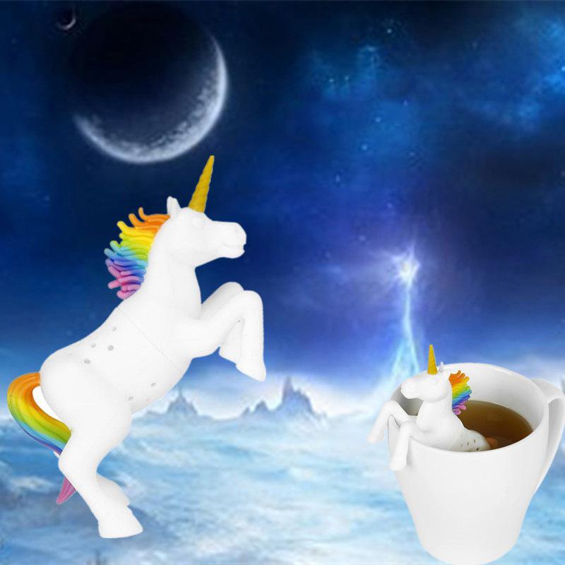 White Unicorn Silicone Infuser Tea Leaf Strainer Spice Herbal Diffuser Filter FM