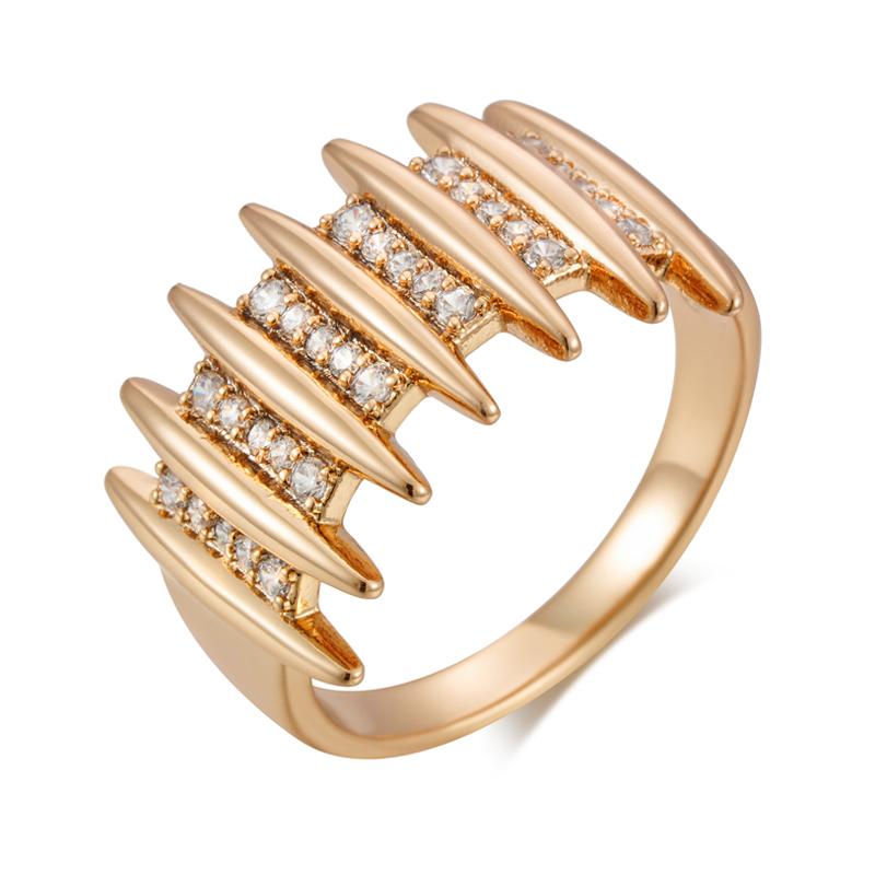 

Wbmqda Ювелирное изделие Геометрическое кольцо для женщин Цвет розового золота 585 Вставка из натурального циркона Современный креативный дизайн 2023 в тренде 6