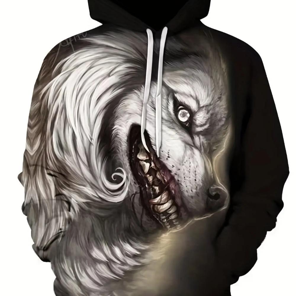 Vintage Tiger Men's Hoodie 3d Print Tops Fashion Animal Graphics Long Sleeve Men Oversized Streetwear Tees