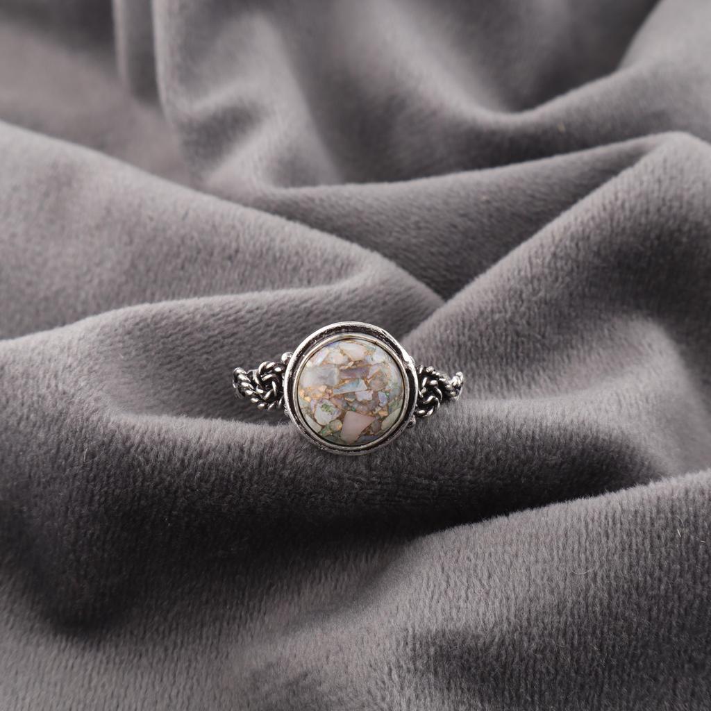 Ethiopian Copper Turquoise Ring, 925 Sterling Silver Jewelry, Handmade Ring Gemstone For Wedding Gift