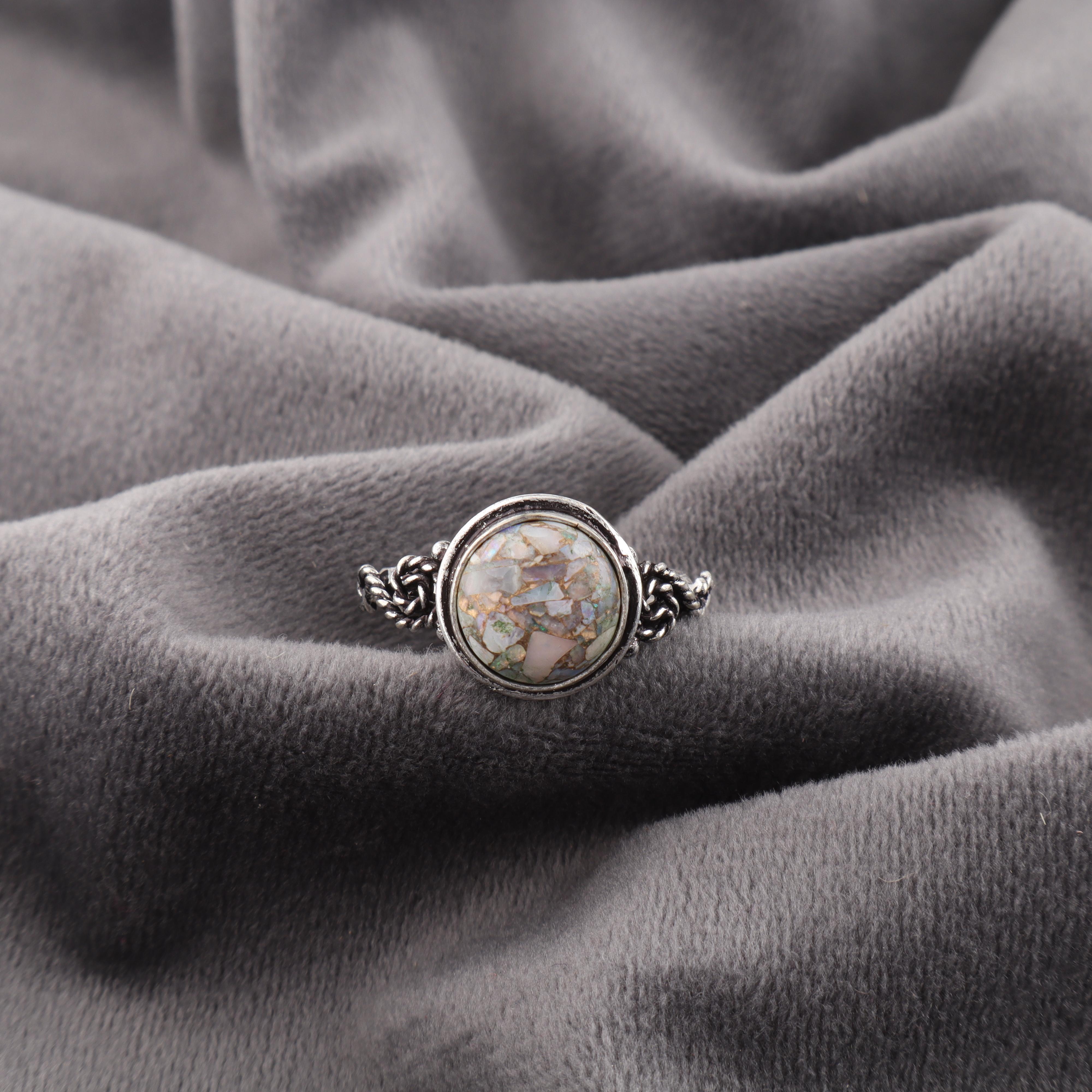 

Ethiopian Copper Turquoise Ring, 925 Sterling Silver Jewelry, Handmade Ring Gemstone For Wedding Gift 12 рожевий