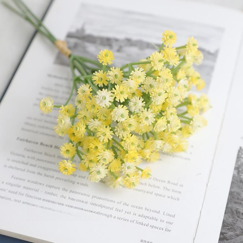 Soft Plastic Baby's Breath Artificial Flowers 22cm Real Touch Gypsophila Mini Bouquet for Wedding Home Decor, 1 Pack