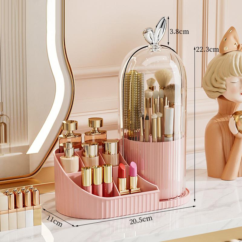 360° Rotating Makeup Brush Holder Cosmetic, Lipstick, Eyebrow Pencil, Eye Shadow Organizer With Clear Lid Dustproof, Waterproof