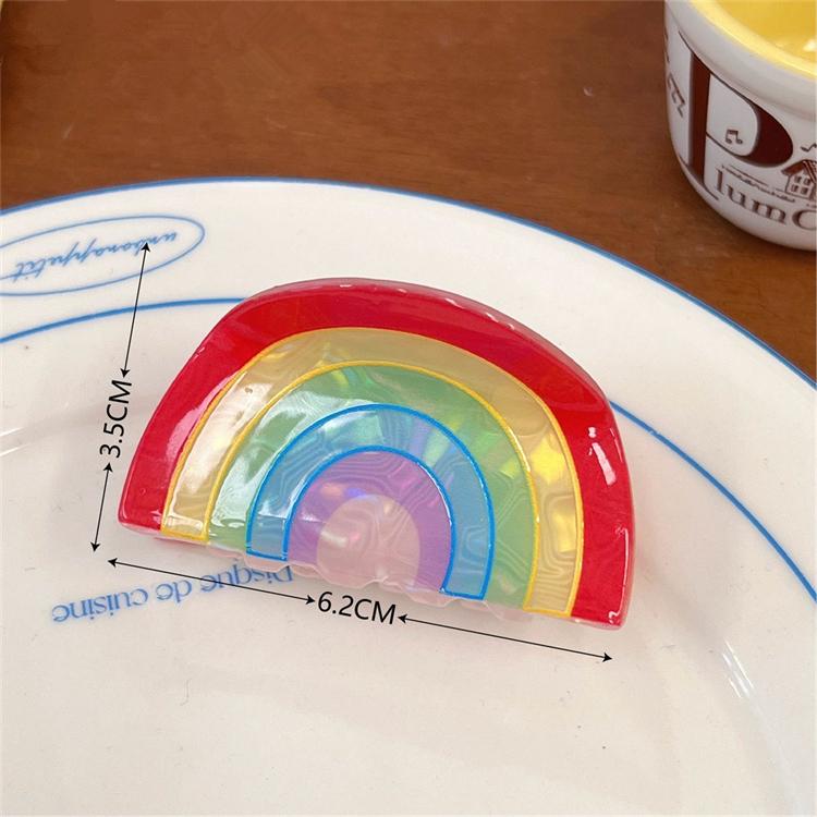 2024 New Arrival Small Cute Cartoon Acrylic Hair Clips Rainbow Animal and Cake  Fashion Hair Claw for Women