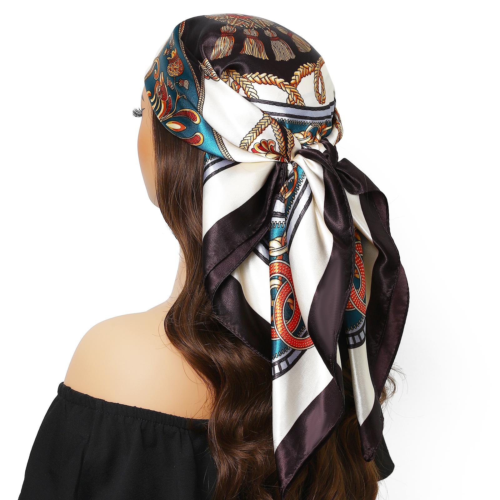 

90*90см Жіночий шарф Шовковистий на дотик Хустка на шию Квадратний Брендовий Офісний бандана Муфлер Офіціант Стюардеси Носовичок Кільця обгортання