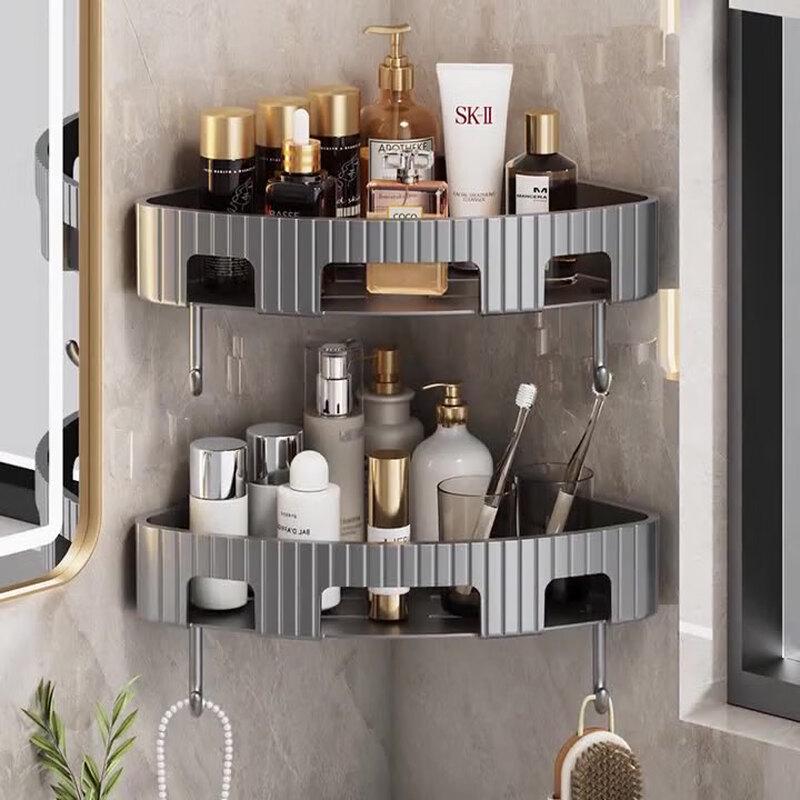 2-Tier Black Bathroom Corner Storage Shelf Set