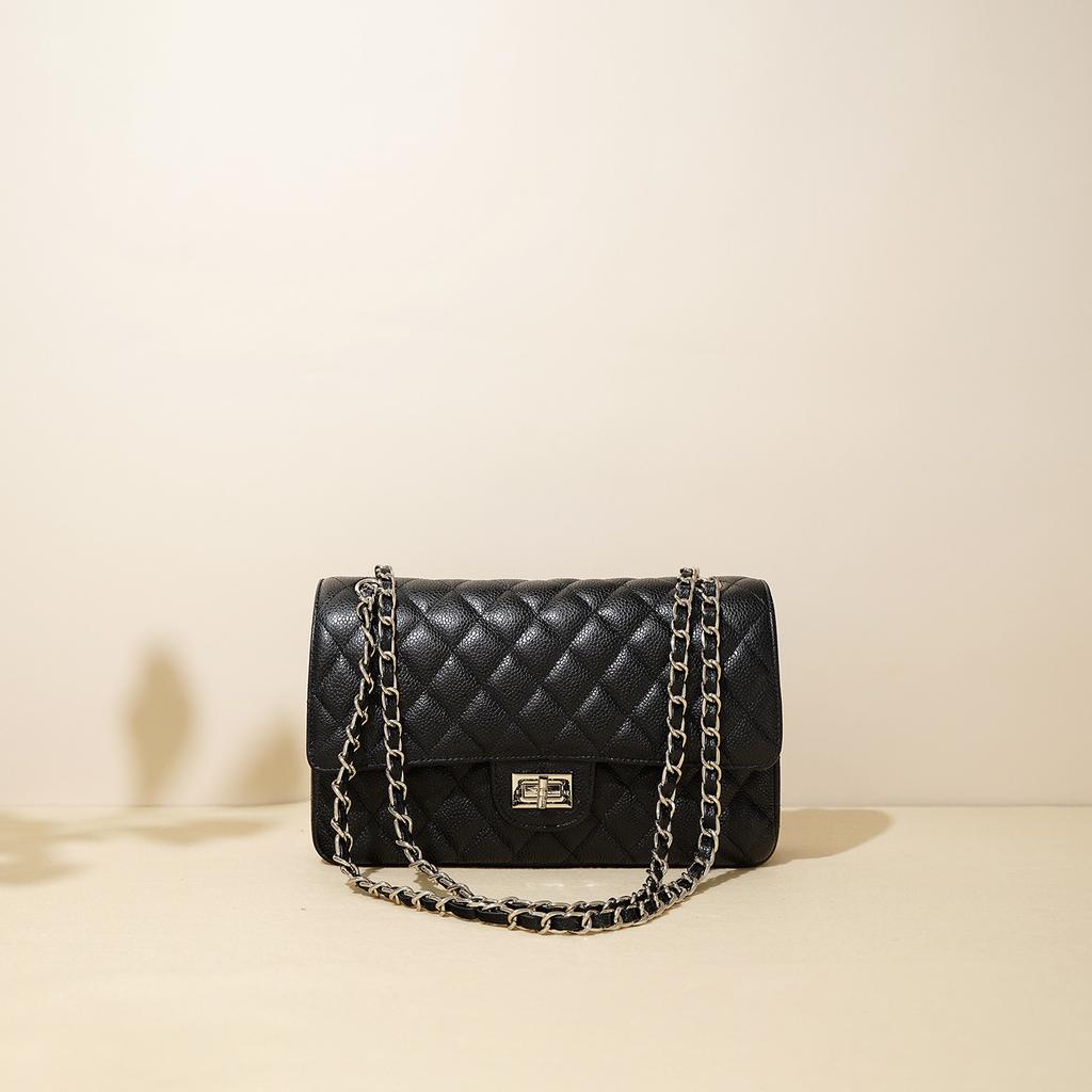 Genuine Leather Fish Mouth Buckle Belt Set Top Layer Cowhide Belt Small Fragrance Single Shoulder  Small Square Bag New Style