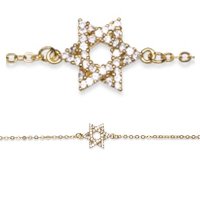 [R3474] - Gold Plated Bracelet 'Star' White Gold - 12 Mm