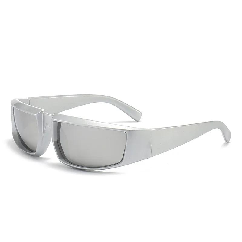 

Future Technology Oriented Sunglasses Personalized Concave Shaped Sunglasses Cool Punk Style Sunglasses Gafas De Sol Mujer as picture серебряный