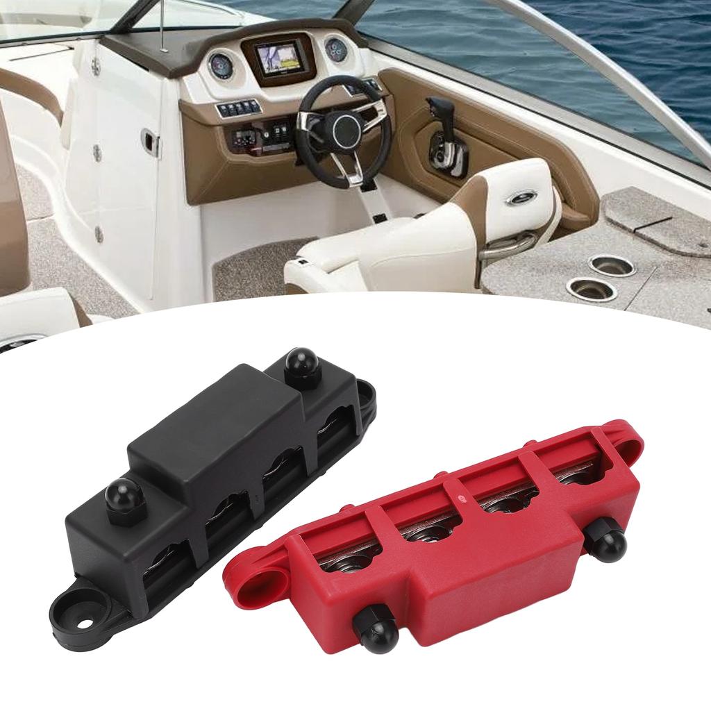 2pcs 4 Post Power Distribution Terminal Busbar Block M10 for 12‑48V Trucks RVs Boats Trailers