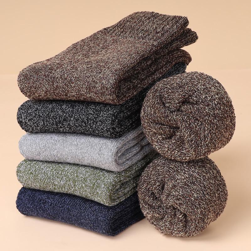 Șosete Groase Retro cu Totem Tribal pentru Bărbați - 5-10 Perechi, Tub Mediu, Călduroase pentru Toamnă/Iarnă.