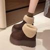 Leather Thick-soled Heightening Snow Boots Women's New Winter Piled Thickened Warm Fluffy Short Boots Cotton Shoes