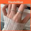 Chic Geometric Wave Letter Copper Ring For Women Minimalist Fashion Accessory