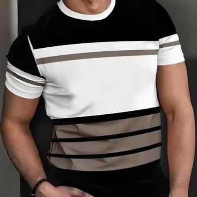 Sommer Klassisches Herren T-Shirt Outdoor Rundhals Kurzarm Top Streifendruck Street Loose T-Shirt Übergroße Kleidung
