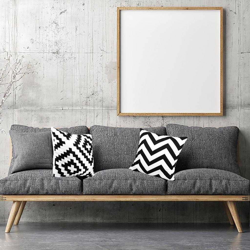 Black White Ric Pillow Covers 18X18 Inches Simple Black White Ric Pattern Pillowcase Decorative Throw Cushion