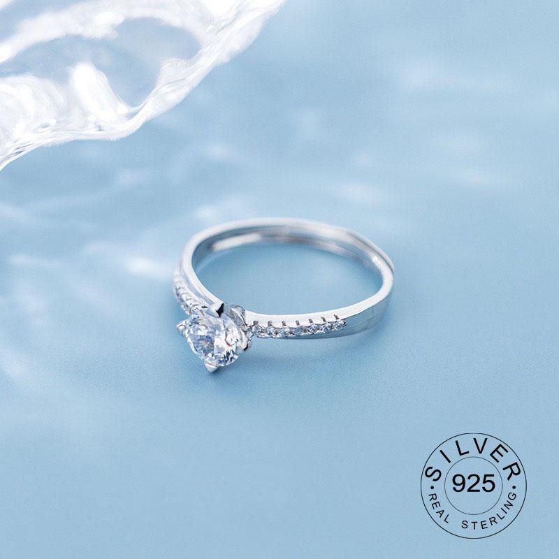 Xiaomi 925 Sterling Silver Zircon Rings For Women Geometric Fine Jewelry Finger Adjustable Geometric CZ  Ring For Party Birthday Gift
