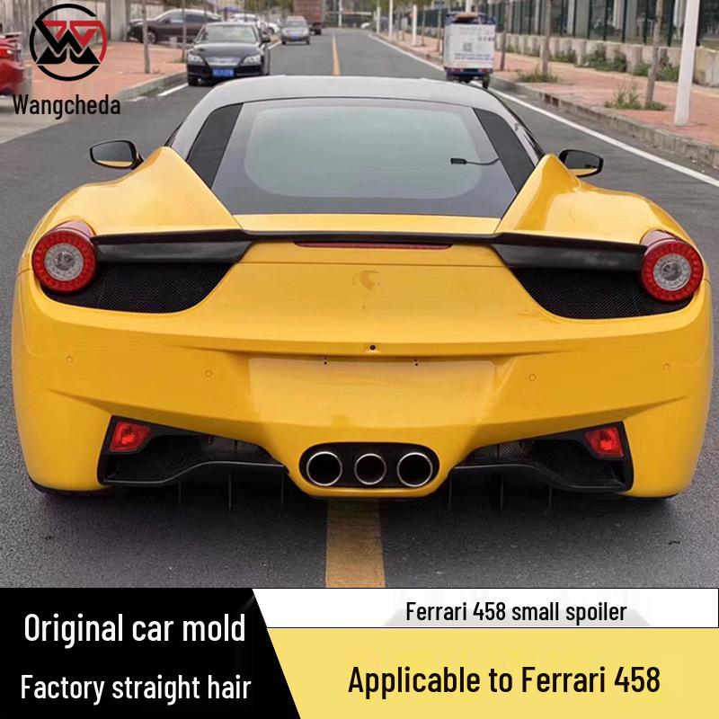 Ferrari 458 Carbon Fiber Rear Wing Spoiler: Easy Install, No Drilling, Compact Design.