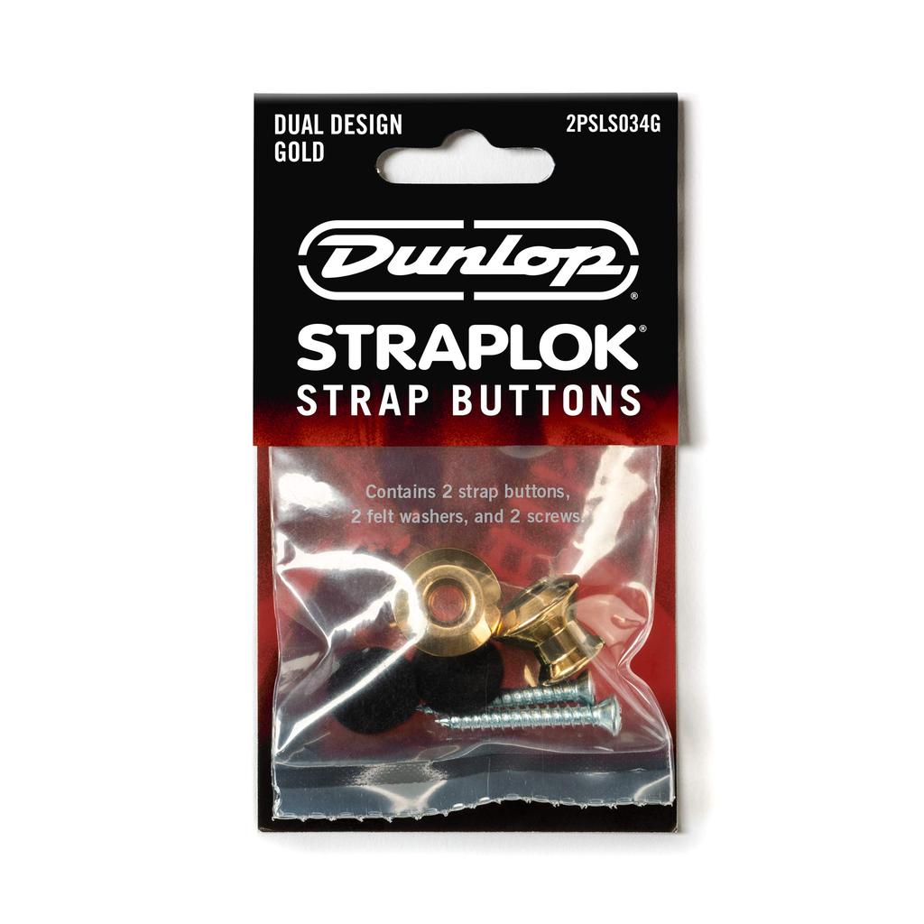 Jim Dunlop 2PSLS034G Strap Lock Bottom Set Dual Design Strap Button Set Gold