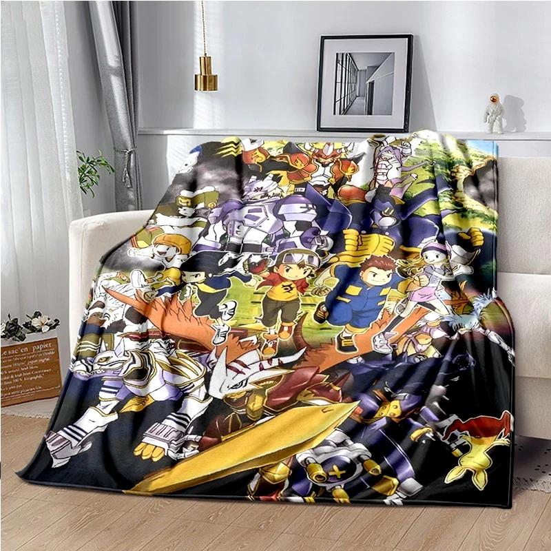 Japane Cartoon D-Digimon Throws Blanket Sofa Hiking Picnic Super Soft Quilt Bed Thermal Cute Anime Flannel Blanket Birthday Gift