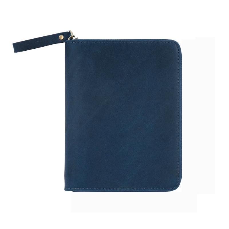 Zippered Leather Notebook Protector with Pen Slot for 3.5x5.5Inch Field Notes Handmade Journal Cover