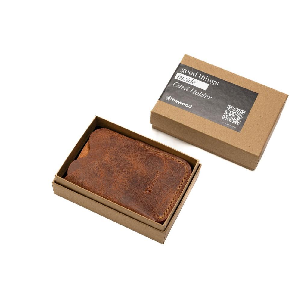 Bewood Wrap Leather Card Holder - Cognac