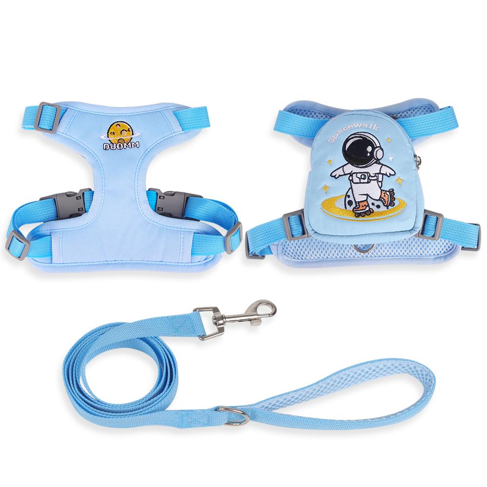 Cute Cartoon Pet Harness with Backpack Outdoor Travel Vest Type Small Meidum Dog Detachable Detachable Backpack