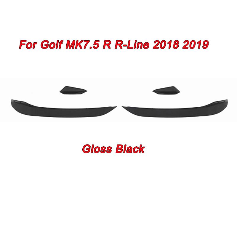 Car Front Bumper Side Canards Bumper Lip Spoiler Trim For VW Golf 7.5 MK7.5 GTI R Rline Accessories 2018  Gloss