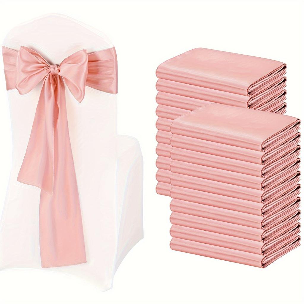 10 Pcs Wedding Banquet Chair Back Ribbon Bows Satin Sash Decorations For Dining Room Party Event Chair Covers