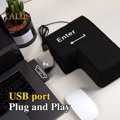 Duży przycisk Enter Zasilany przez USB, łagodzący stres Duży klawisz Enter Zabawka Ergonomiczny przycisk Enter Poduszka Gąbka Poduszka Dekoracja biurka
